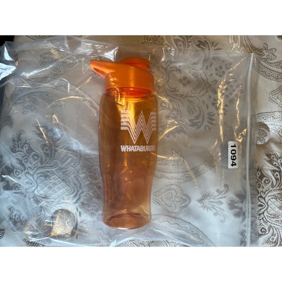 Whataburger 24oz Water Bottle Orange Flip Lip Handle Plastic NEW - Picture 4 of 4